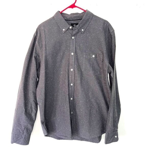 Obey Worldwide Button Down Shirt Mens Vintage Size XL Flannel White Speckled - Picture 1 of 9